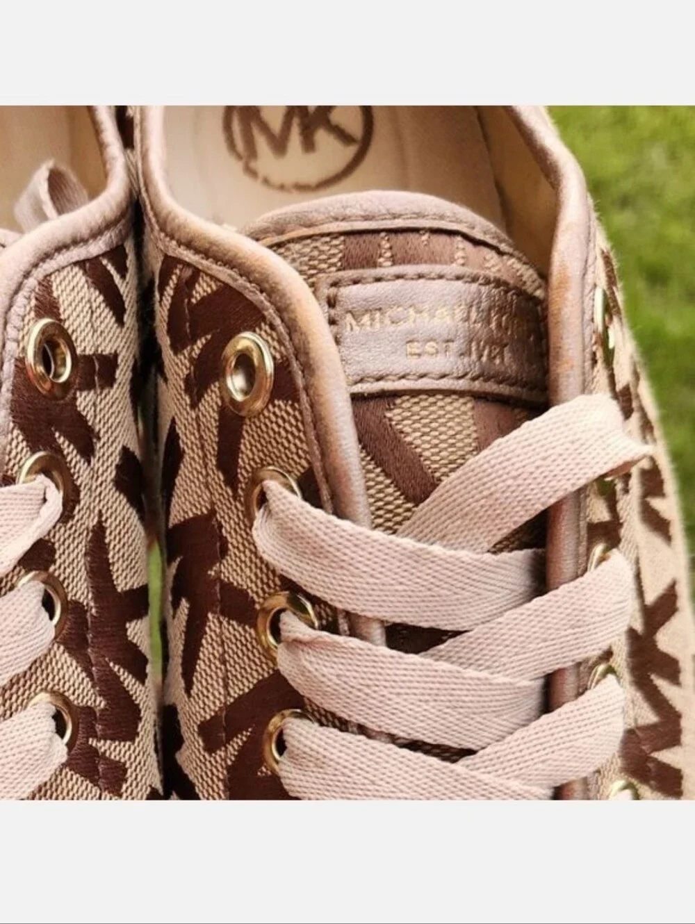 Michael Kors Rose Gold Logo-Print Low Top Sneakers